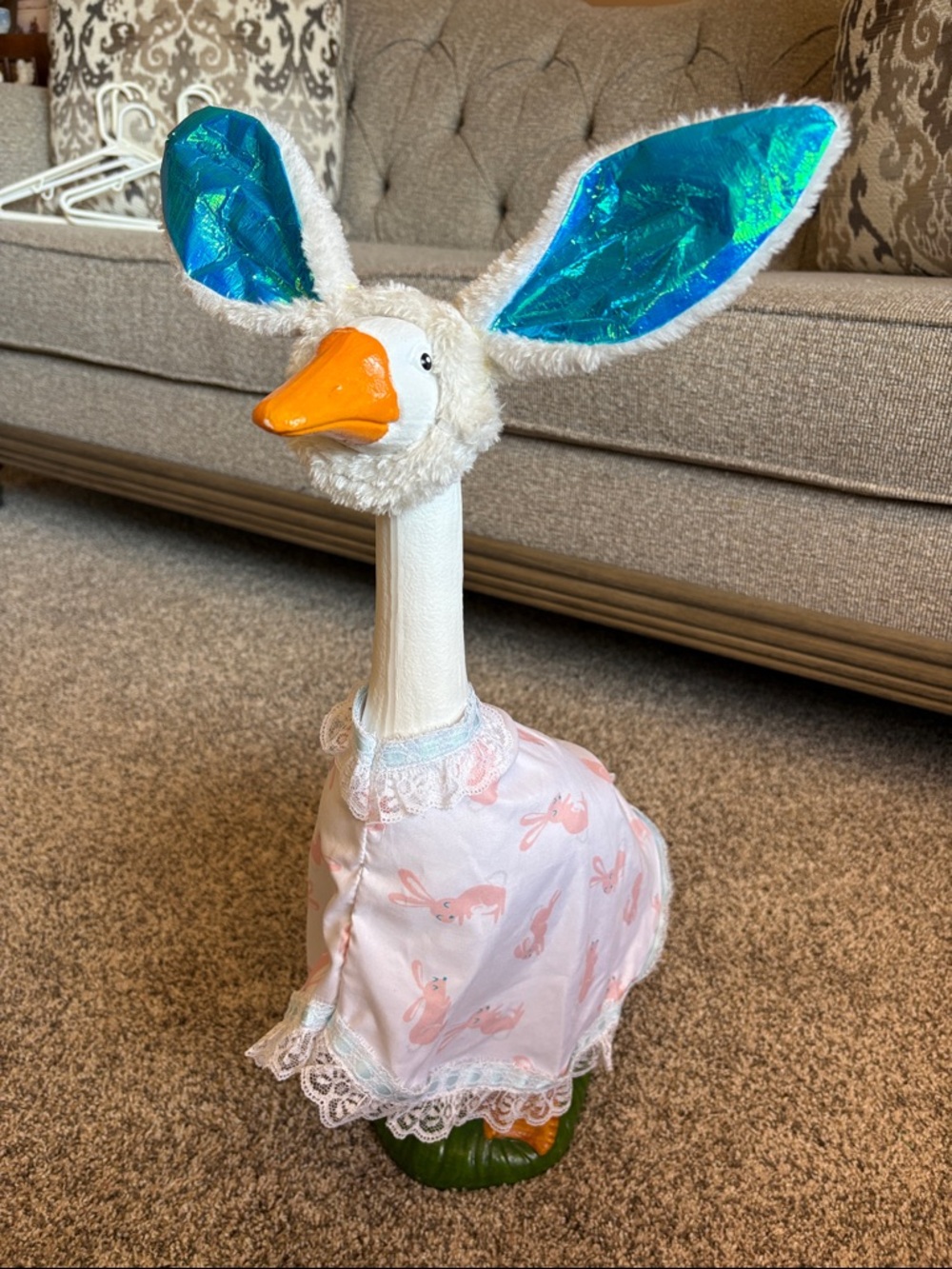 Plush Goose Dress with Bunny Ears
